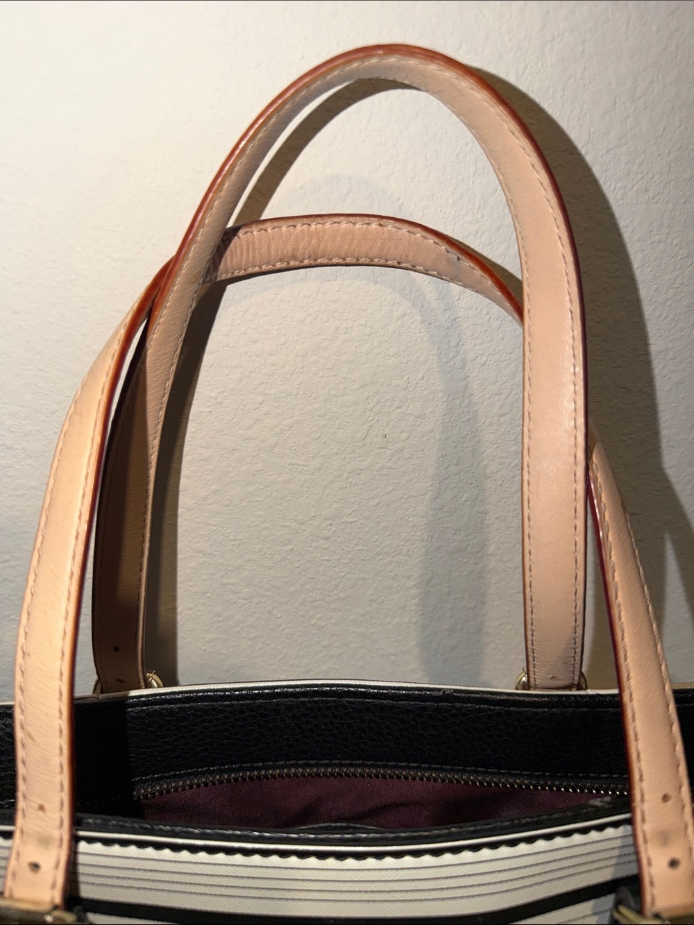 Anne Klein Striped Tote Bag with Pink Handles - Women Bags - Picture 9 of 10